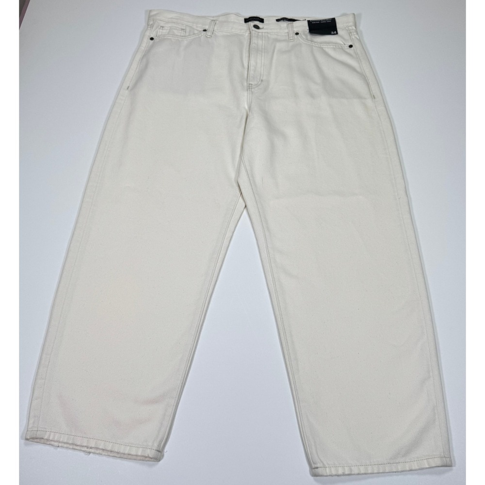 Banana Republic High Rise Barrel Taper Womens‎ Jeans 34 Ecru Wash Premium Denim